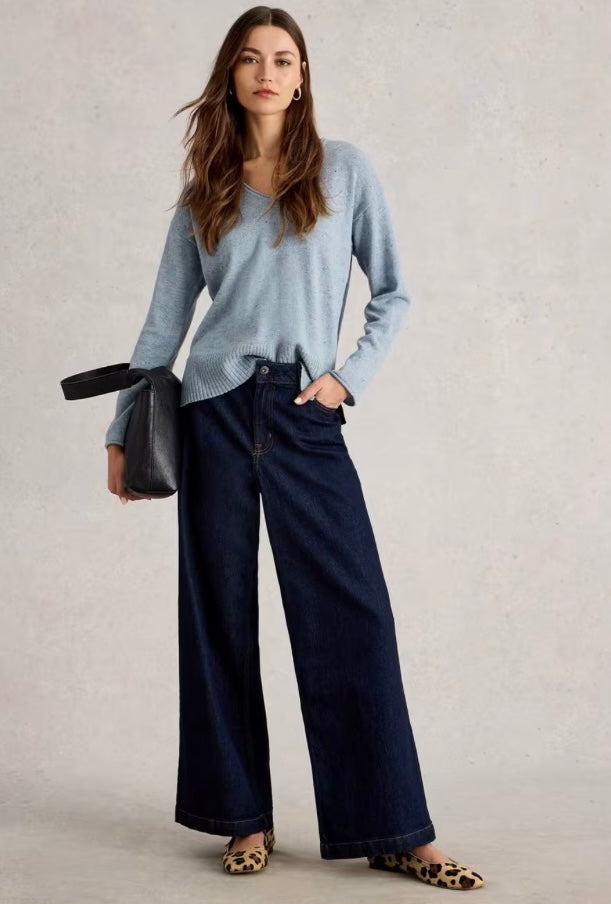 BLUE MULTI LILY V NECK JUMPER