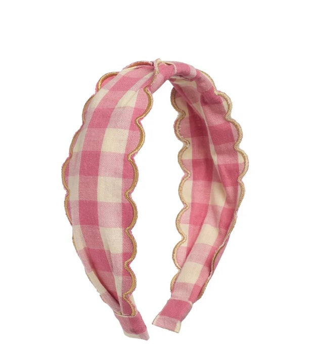 SCALLOPED GINGHAM HEADBAND