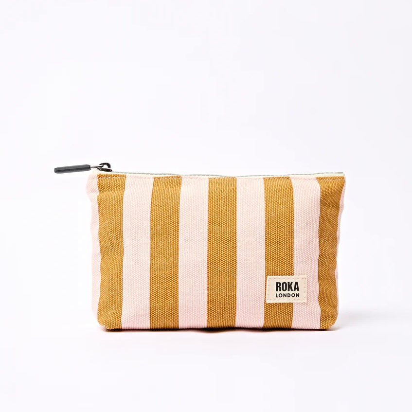 MAIDA VALE COTTON CANVAS POUCH ROSE GOLD STRIPE