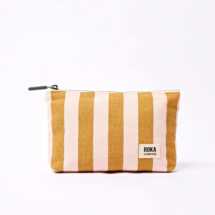 MAIDA VALE COTTON CANVAS POUCH ROSE GOLD STRIPE