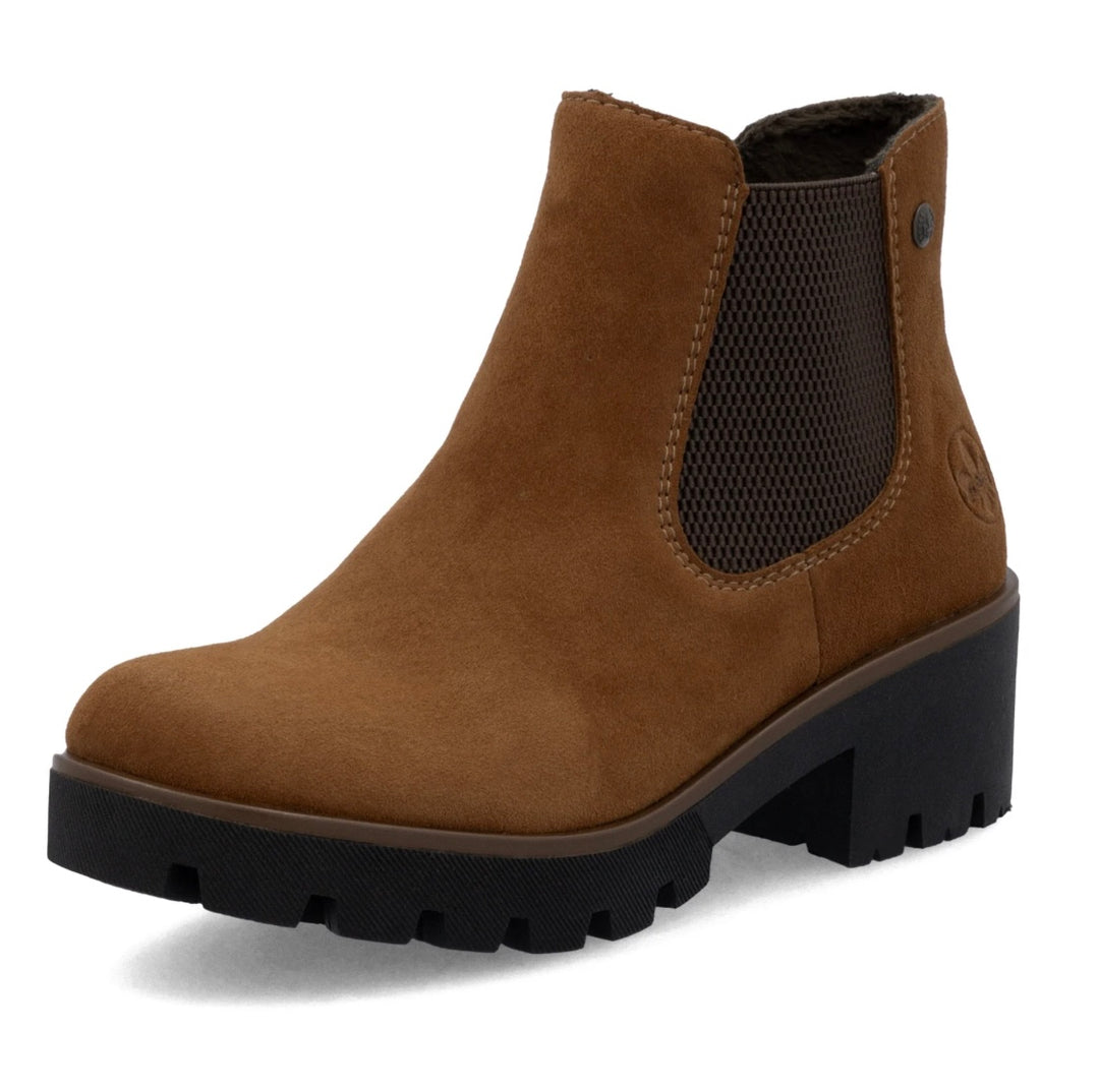 BROWN SUEDE BLOCK HEEL CHELSEA BOOT