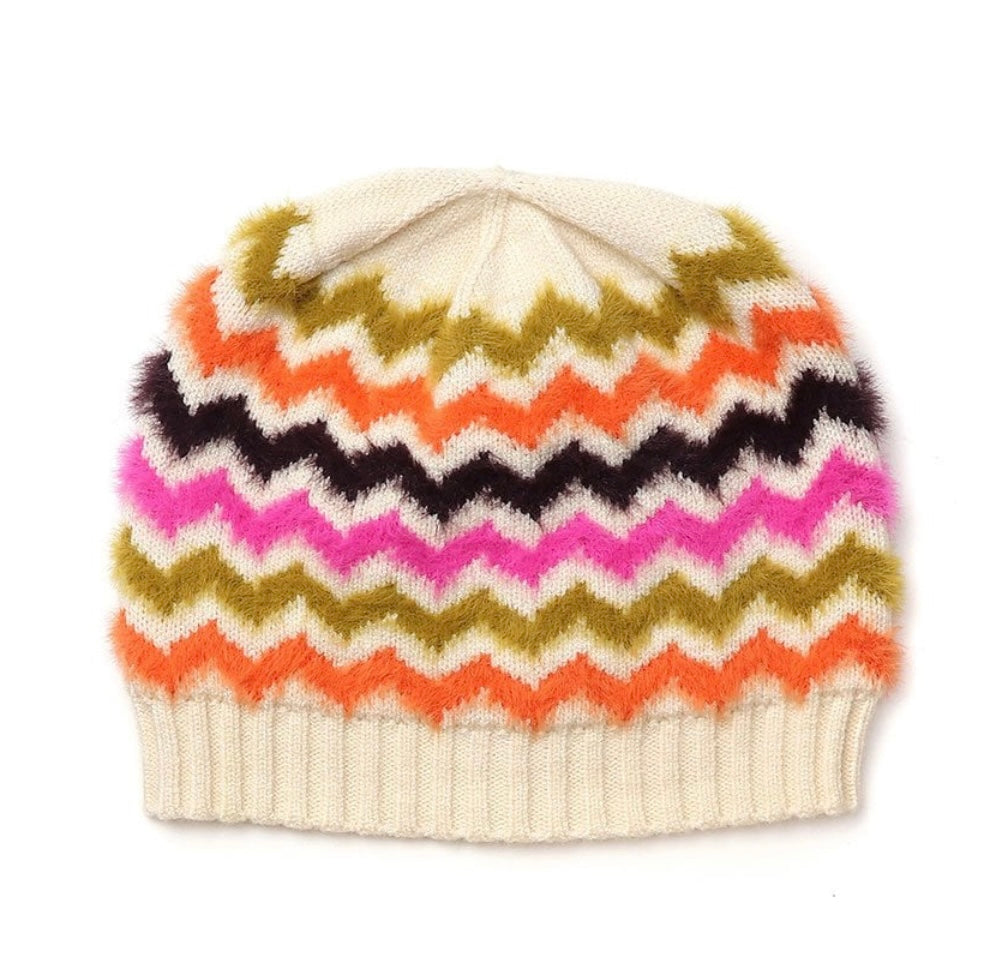 AUTUMN BRIGHT CHEVRON BEANIE HAT