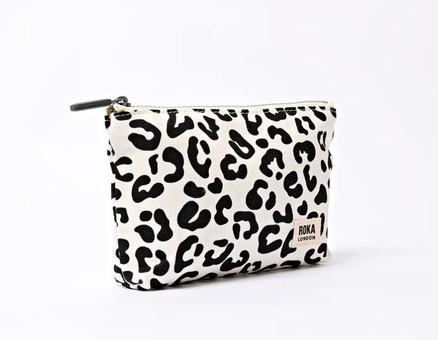 MAIDA VALE COTTON CANVAS SMALL POUCH SUMMER LEOPARD