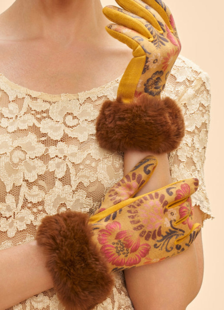 BERNADETTE MUSTARD FLORAL GLOVES