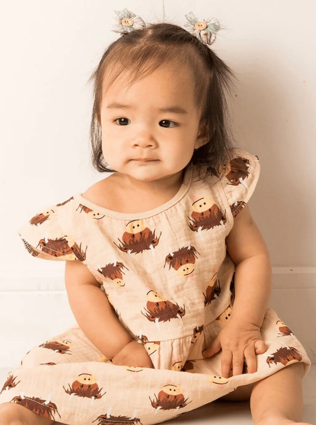 NEUTRAL HAMISH COW SUMMER DRESS