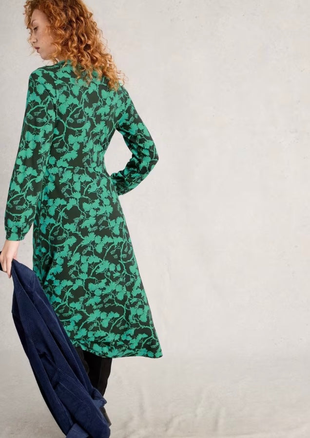 GREEN PRINT MEGAN JERSEY DRESS
