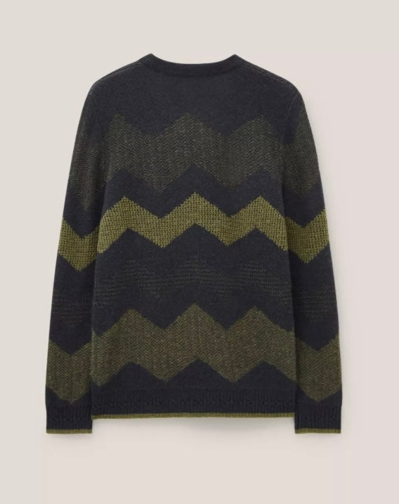 CHARCOAL GREY ZIG ZAG TEXTURED CREW NECK JUMPER