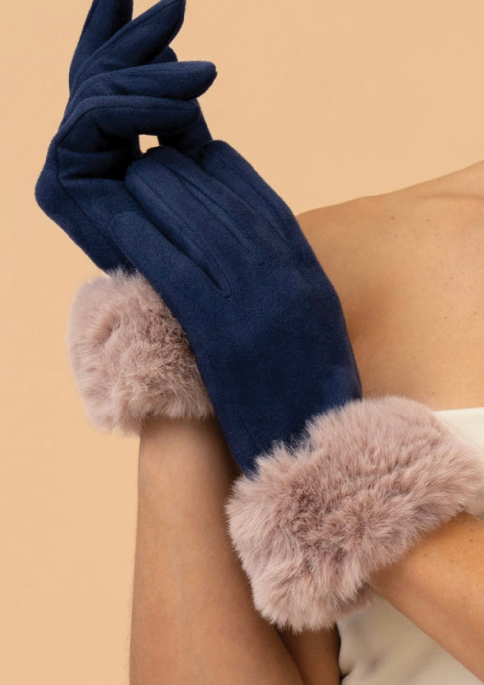 BETTINA NAVY & TAUPE GLOVES