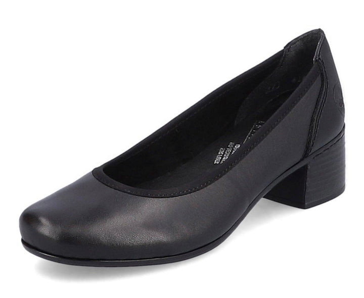 BLACK BLOCK HEEL COURT SHOE