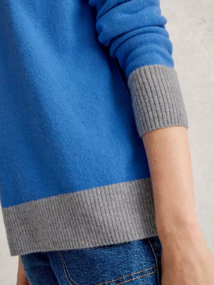BRIGHT BLUE CREW CASHMERE JUMPER