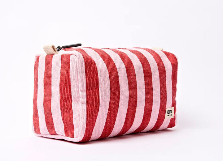 MAYFAIR COTTON CANVAS SMALL WASHBAG STRAWBERRY STRIPE