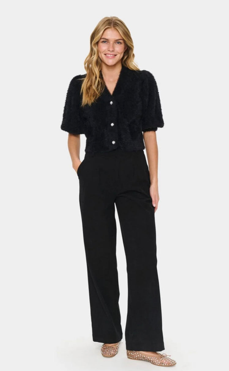 BLACK BANNI FLUFFY CARDIGAN