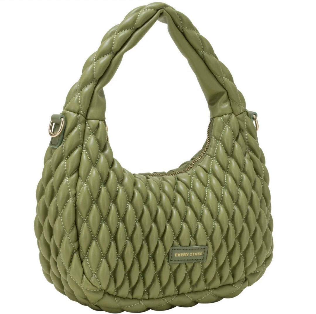 QUILTED GRAB/CROSSBODY BAG OLIVE  12161