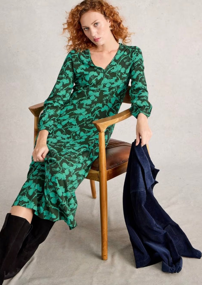 GREEN PRINT MEGAN JERSEY DRESS