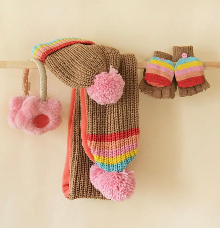 RAINBOW STRIPE KNITTED GLOVES