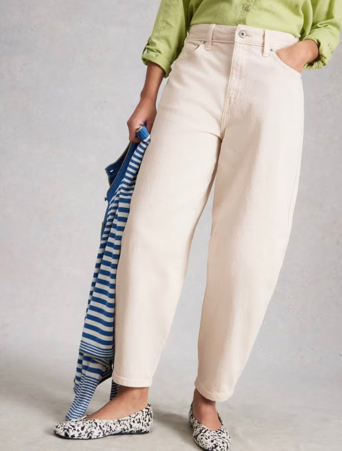 NATURAL WHITE AUBREY BARREL LEG JEAN