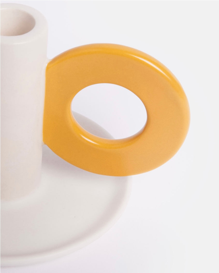 CREAM & MUSTARD LOOP CANDLE HOLDER