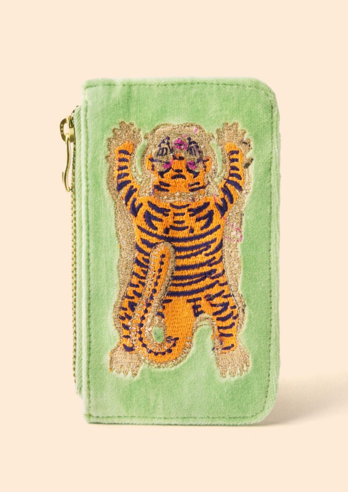 MINT IKAT TIGER VELVET CARD HOLDER