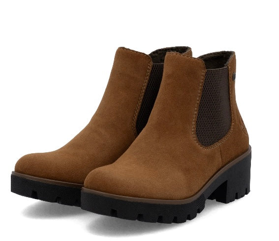 BROWN SUEDE BLOCK HEEL CHELSEA BOOT