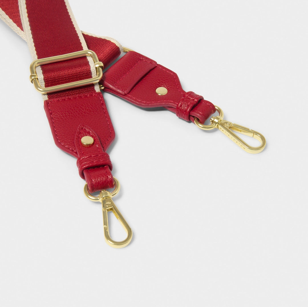 STRIPE CANVAS BAG STRAP IN GARNET