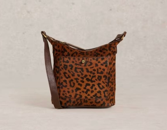 BROWN MULTI FERN LEATHER CROSSBODY