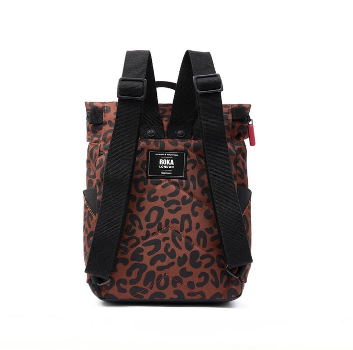 CANFIELD B RECYCLED CANVAS SMALL BACKPACK SCARLET LEOPARD