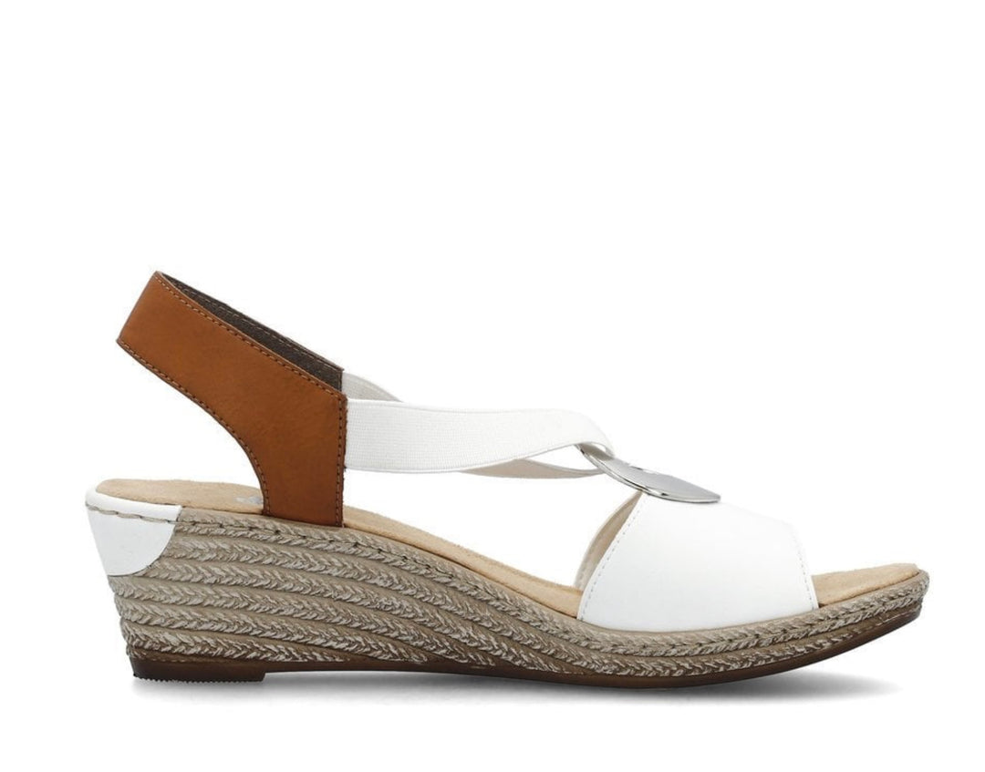 WHITE ELASTICATED WEDGE SANDAL