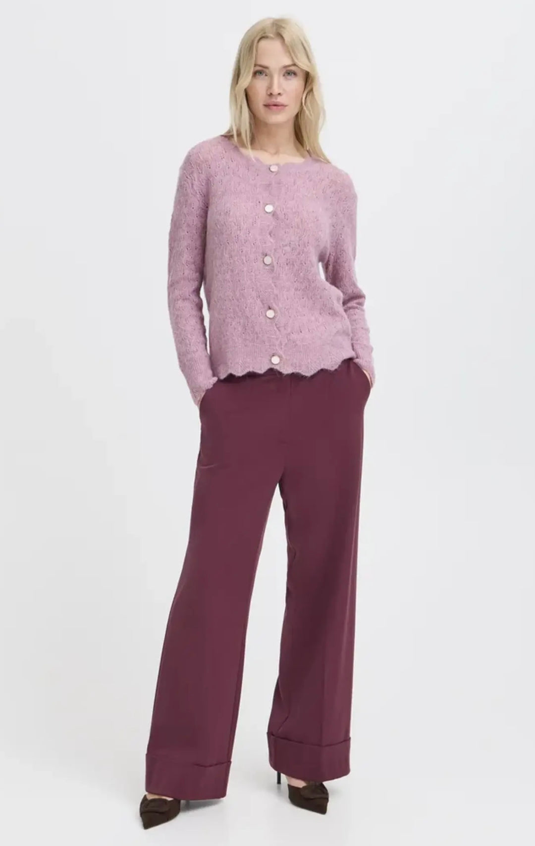 ORCHID HAZE MELANGE MONNA POINTELLE CARDIGAN