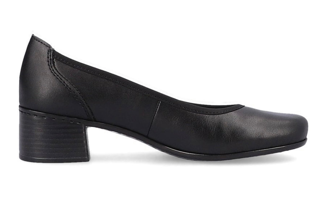 BLACK BLOCK HEEL COURT SHOE