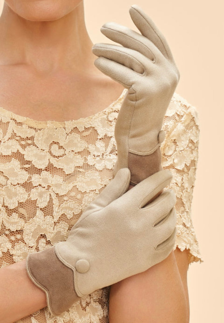 CREAM PANDORA FAUX SUEDE GLOVES