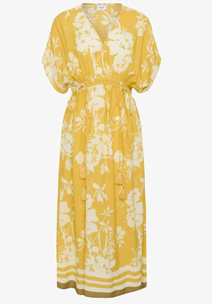 GOLDEN APRICOT FLOWER RASHEDA DRESS