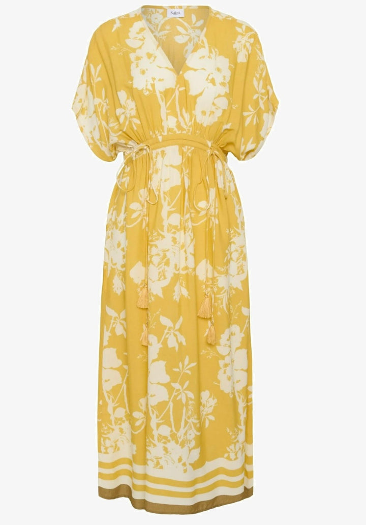 GOLDEN APRICOT FLOWER RASHEDA DRESS