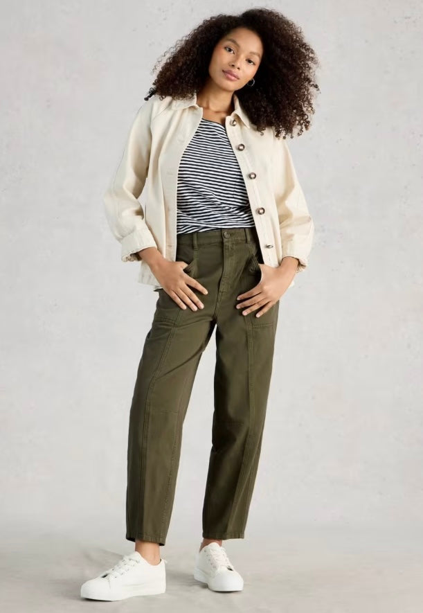 KHAKI GREEN AUBREY BARREL TROUSER