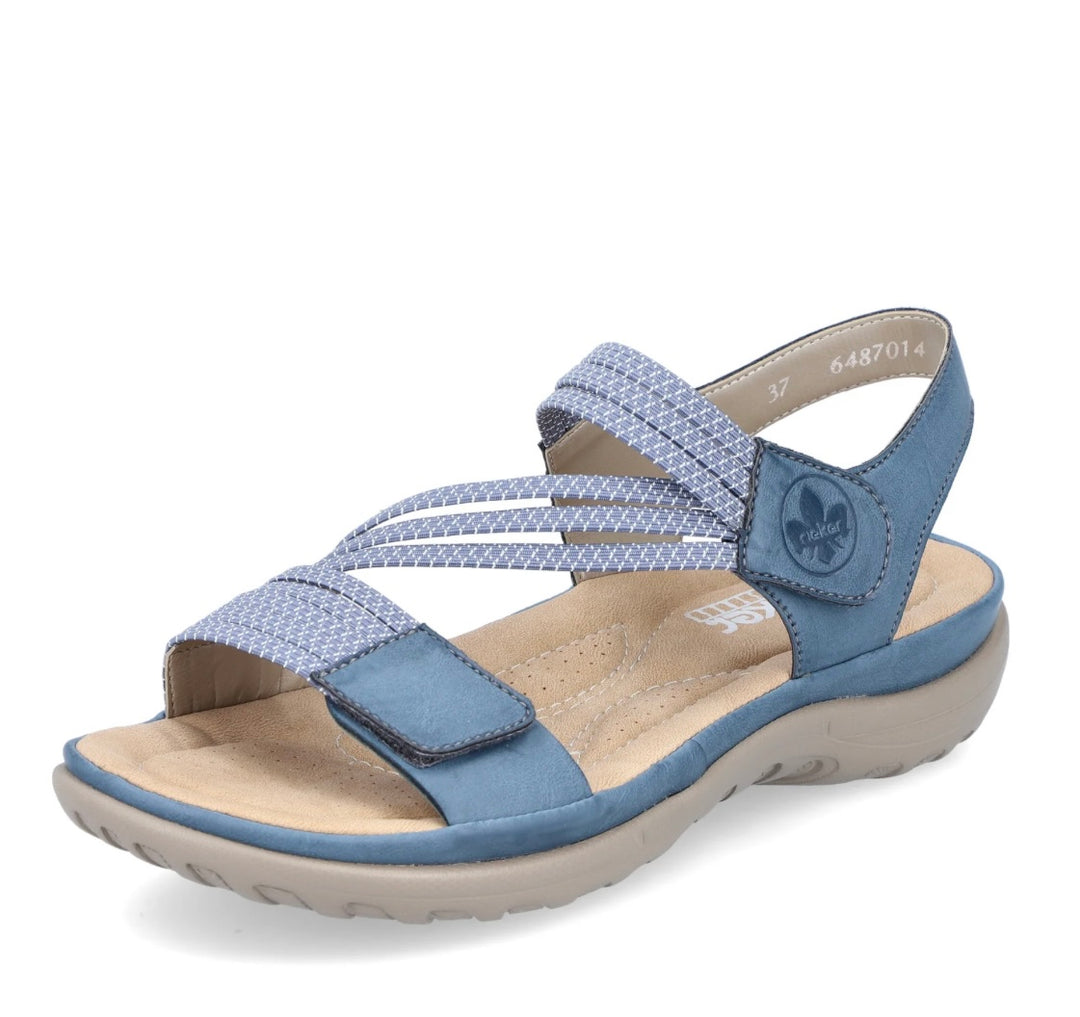 64870-14 BLUE ELASTICATED WALKING SANDAL