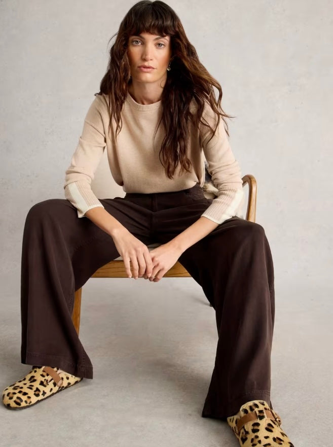 DARK BROWN SASHA WIDE LEG TROUSER