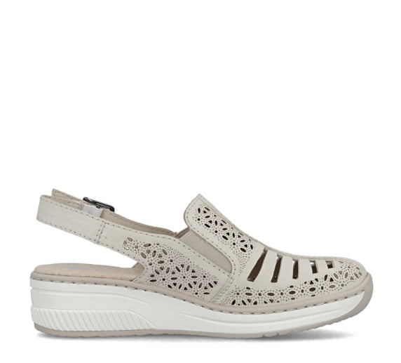 48763-60 BEIGE SLING BACK WEDGE SHOE