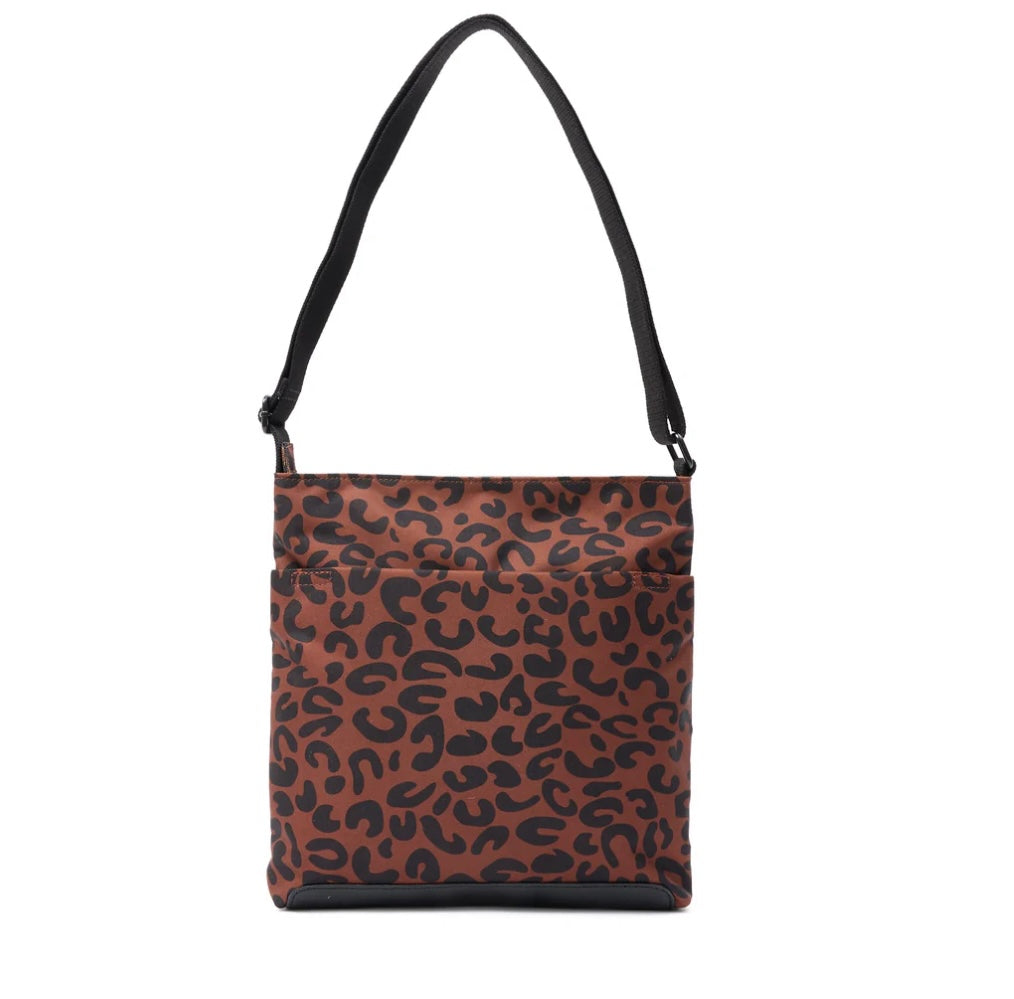KENNINGTON B RECYCLED CANVAS MEDIUM CROSSBODY BAG SCARLET LEOPARD