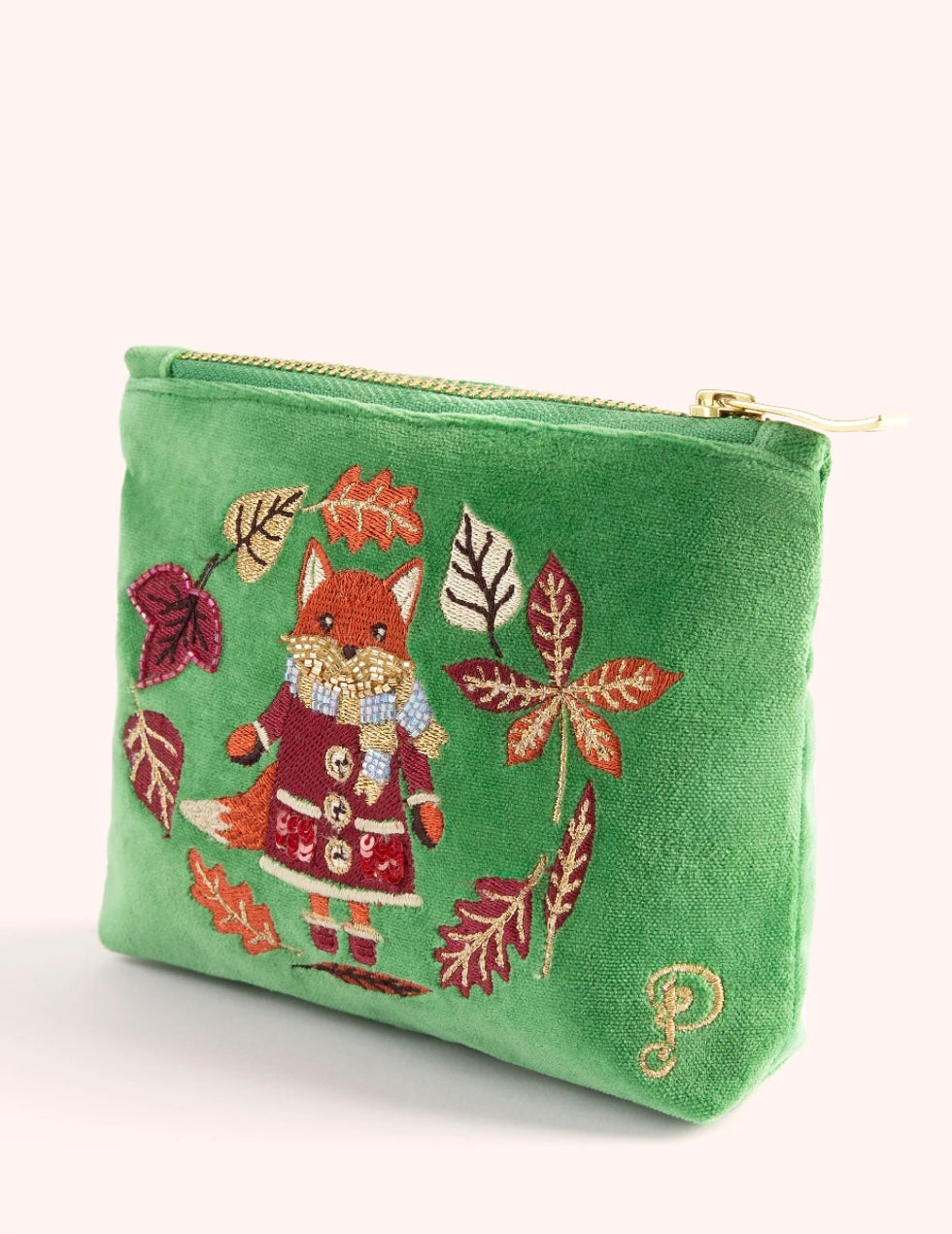 VELVET MINI POUCH COSY FOX FERN
