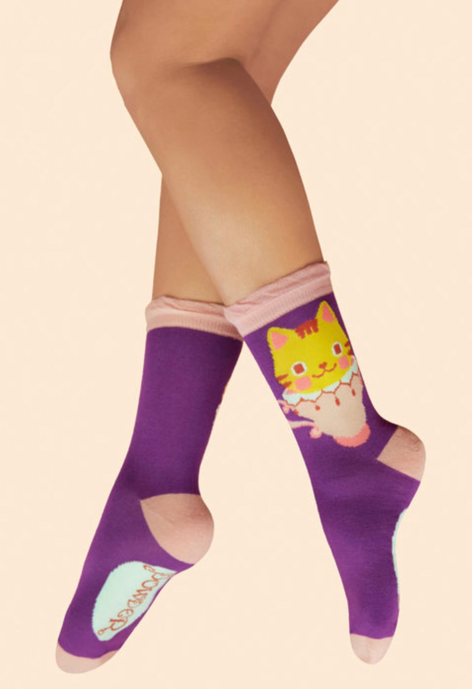 LAVENDER AFTERNOON KITTY ANKLE SOCKS