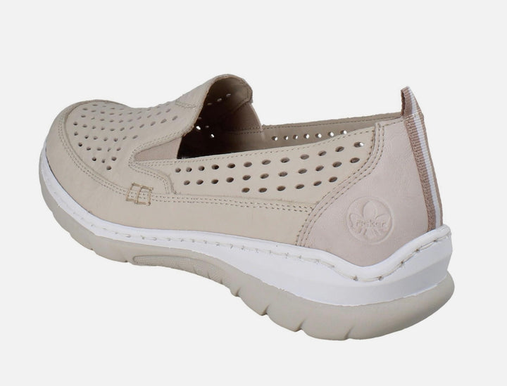 L32F4-60 BEIGE LEATHER SLIP ON SHOE
