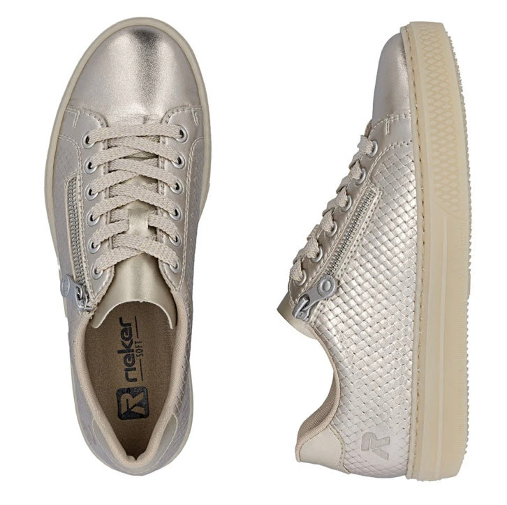 L5955-90 GOLD METALLIC LACE & ZIP TRAINER