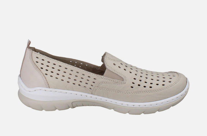 L32F4-60 BEIGE LEATHER SLIP ON SHOE