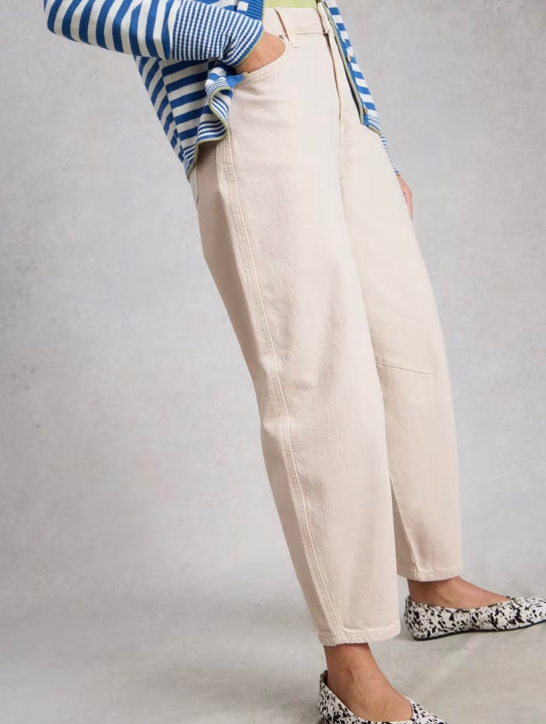 NATURAL WHITE AUBREY BARREL LEG JEAN