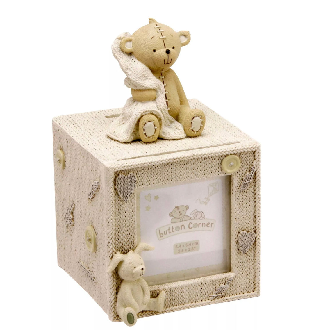 BUTTON CORNER PHOTO MONEY BOX