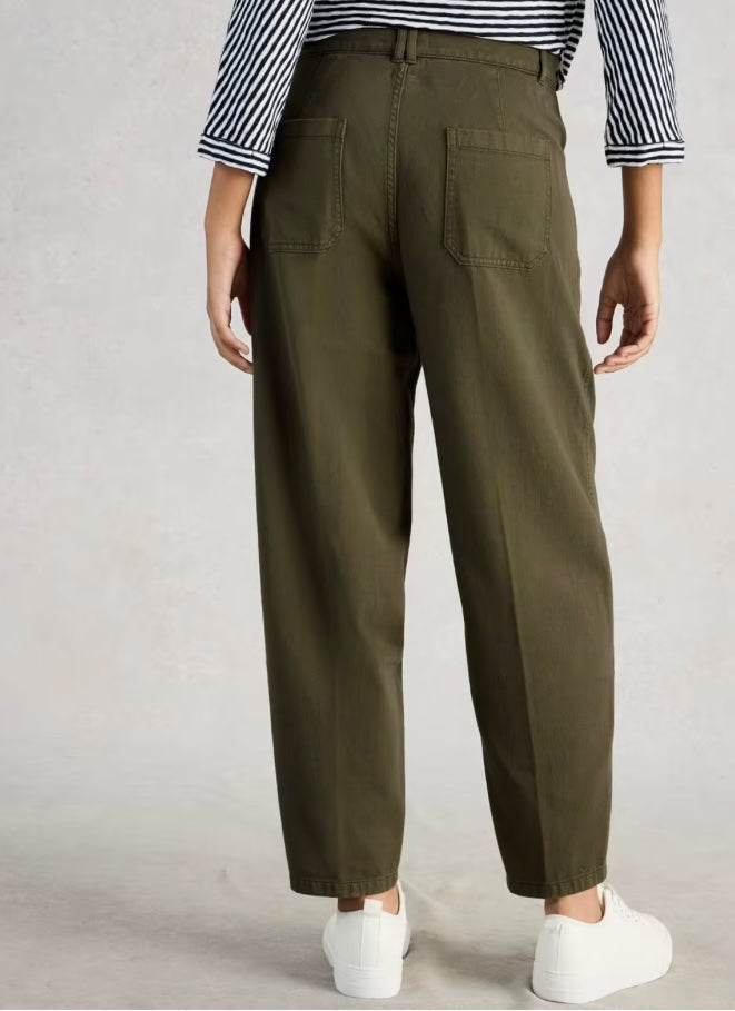 KHAKI GREEN AUBREY BARREL TROUSER