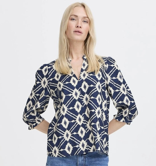 NAVY BLZER IKAIA V NECK BLOUSE