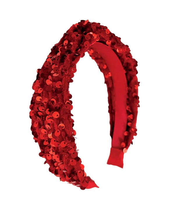 RED SEQUIN VELVET HEADBAND