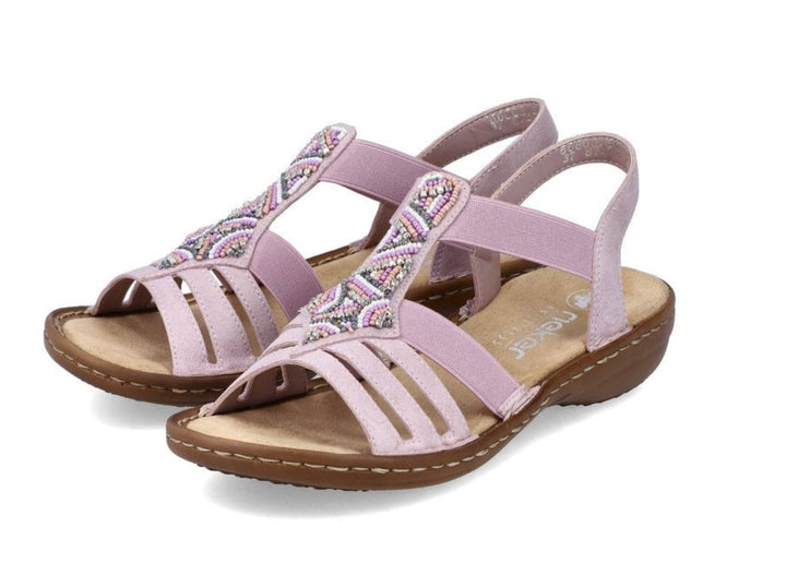 PINK ELASTICATED BEADED SANDAL