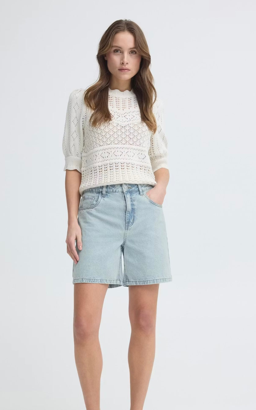 20818843 LIGHT BLUE DENIM KIELO EMBELLISHED SHORTS