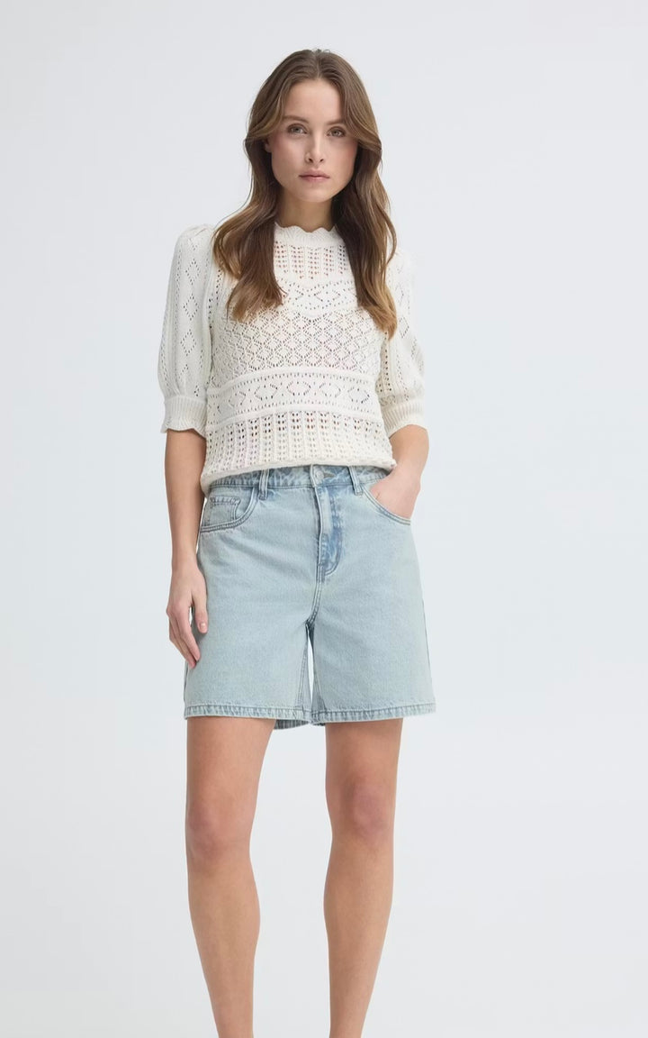 20818843 LIGHT BLUE DENIM KIELO EMBELLISHED SHORTS